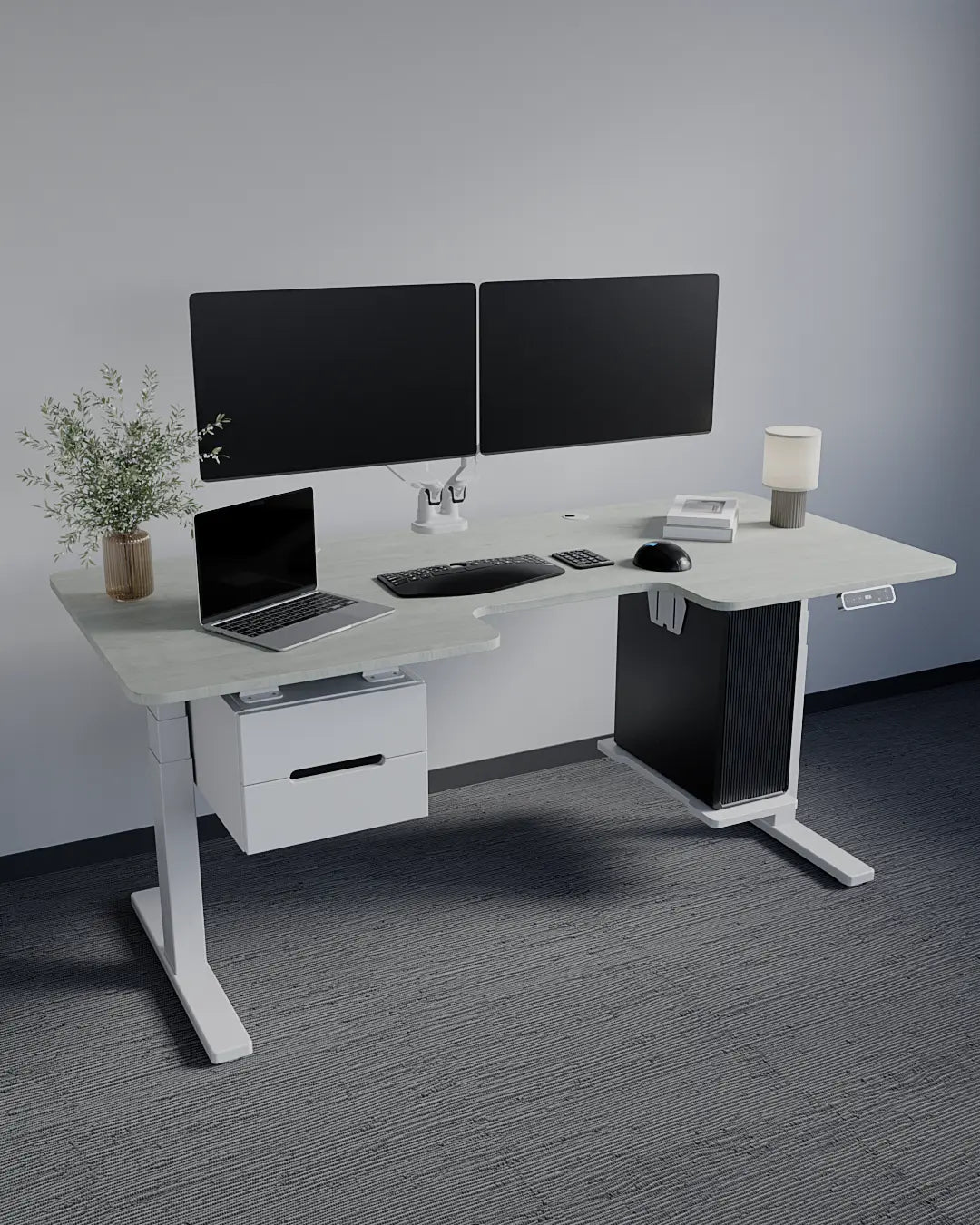 Стіл з регулюванням висоти BestFit Pro з білою рамою та стільницею з ДСП