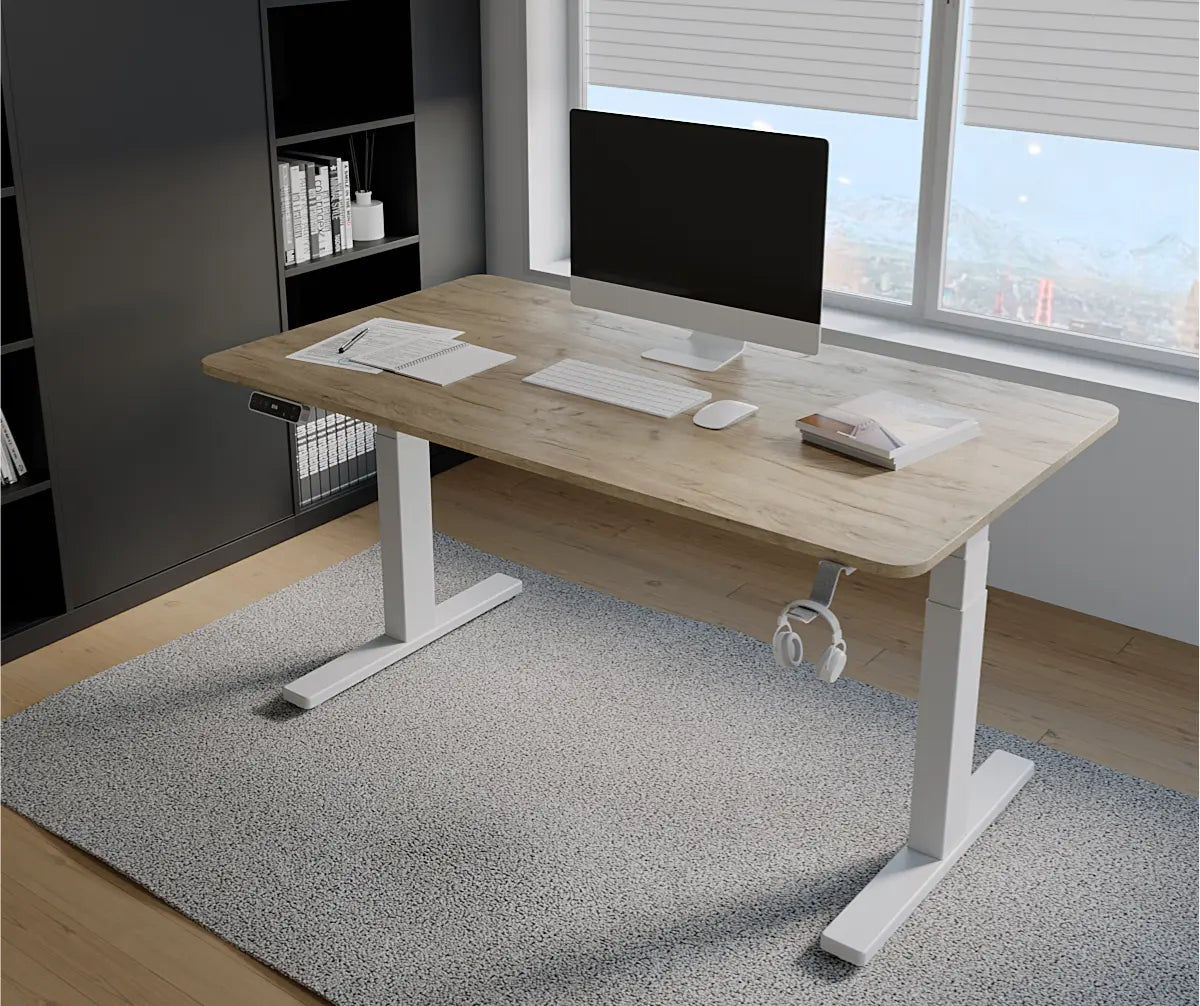 Стіл з регулюванням висоти BestFit Pro з білою рамою та стільницею з ДСП