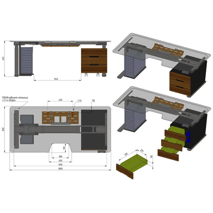 Стіл з регулюванням висоти BestFit Pro з підлоговими тумбами