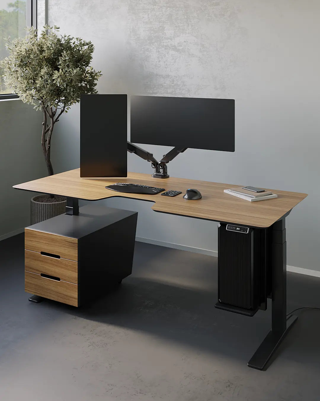 Стіл з регулюванням висоти Streamline зі стільницею з натурального дерева