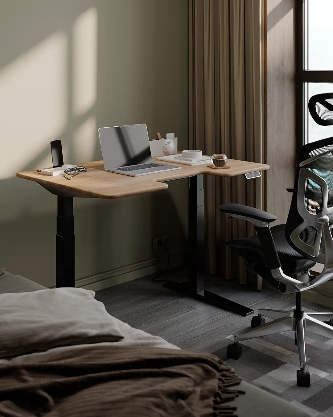 Стіл з регулюванням висоти Streamline зі стільницею з натурального дерева