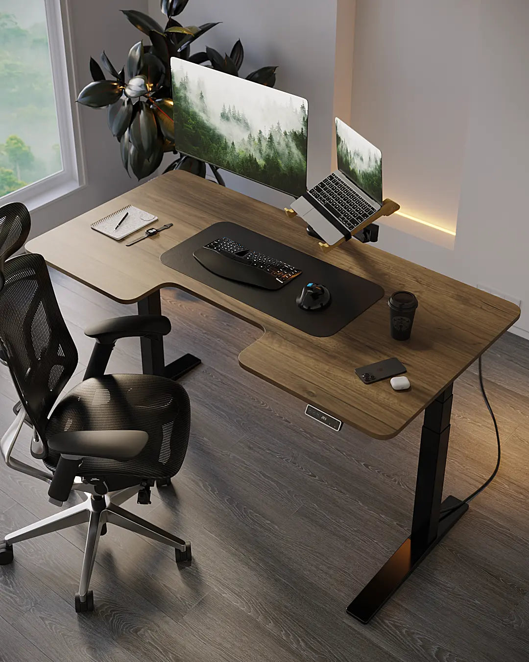 Стіл з регулюванням висоти StreanLine з ДСП стільницею з ергономічним вирізом