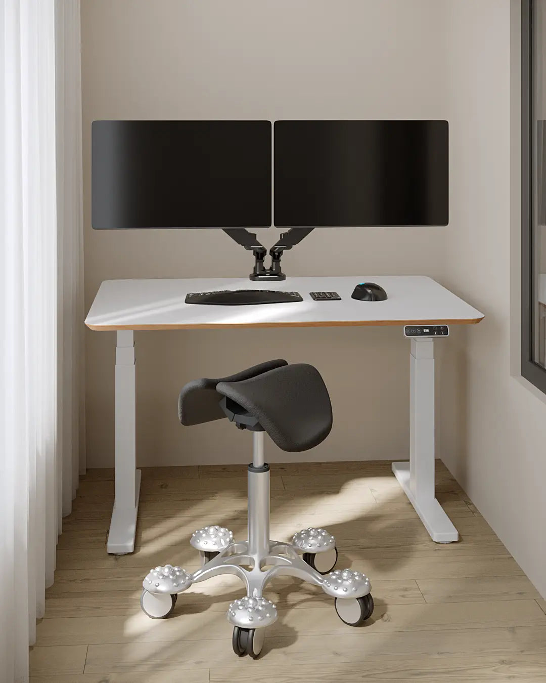 Стіл з регулюванням висоти Best Fit Pro з білою стільницею з HPL на фанері